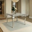 Louis 4 Seater Grey Marble and Chrome Square Dining Table - 100cm