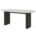 Lucas Black Oval Fluted Dining Table - 6 Seater - 180cm - White Marble Top