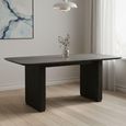 Lucas Black Fluted Dining Table - 8 Seater - 200cm - White Marble Top