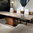 Lugano Dining Table - Marble and Wood with Extending Pedestal Base - Variation Available