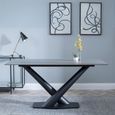 Maldon 6 Seater Grey Ceramic Dining Table with Black V Base - 160cm