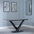 Maldon 6 Seater Grey Ceramic Dining Table with Black V Base - 160cm