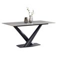 Maldon 6 Seater Grey Ceramic Dining Table with Black V Base - 160cm