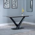 Maldon 6 Seater Grey Ceramic Dining Table with Black V Base - 160cm