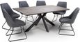 Manhattan Dining Table - Grey - 6 Seater - 180cm - Black Spider Legs Base