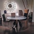 Butterfly Dining Table - Round - Marble with Stainless Steel Pedestal Base - Variation Available