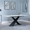 Merlin Dining Table - 6 Seater - 180cm - White Ceramic - Black Cross Base