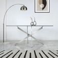 Nova Dining Table - 6 Seater - 160cm - Glass and Chrome Intersected Legs