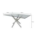 Nova Dining Table - 6 Seater - 160cm - Glass and Chrome Intersected Legs