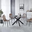 Novara 4 Seater Grey Ceramic Round Dining Table with Black Star Base - 130cm