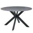 Novara 4 Seater Grey Ceramic Round Dining Table with Black Star Base - 130cm