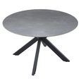 Novara 4 Seater Grey Ceramic Round Dining Table with Black Star Base - 130cm