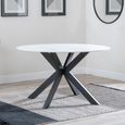 Novara 4 Seater White Ceramic Round Dining Table with Black Star Base - 130cm