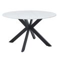 Novara 4 Seater White Ceramic Round Dining Table with Black Star Base - 130cm