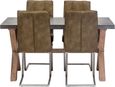 Pimlico Acacia Wood and Concrete Top 150cm X Leg Dining Table - 6 Seater