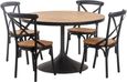 Revival Reclaimed Pine and Black Metal Flute Base Round Dining Table - 4 Seater