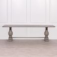Rustic Grey Washed Mango Wood Double Pedestal Dining Table - 12 Seater - 260cm