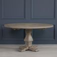 Rustic Mango Wood Pedestal Dining Table - Round - 6 Seater - 151cm