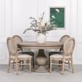 Rustic Washed Wood Pedestal Dining Table - Round - 6 Seater - 150cm