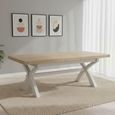 Salcombe Extending Dining Table with Cross Leg - Grey Oak - 8-10 Seater - 200cm-245cm