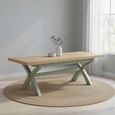 Salcombe Extending Dining Table with Cross Leg - Sage Oak - 8-10 Seater - 200cm-245cm