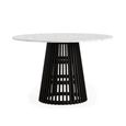 Soho Black Round Dining Table - Slatted Base - 4 Seater - 120cm - White Marble Top