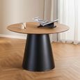 Soli Round Dining Table - 4 Seater - Pedestal - 120cm - Oak and Black Metal