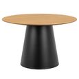 Soli Round Dining Table - 4 Seater - Pedestal - 120cm - Oak and Black Metal