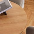 Soli Round Dining Table - 4 Seater - Pedestal - 120cm - Oak and Black Metal