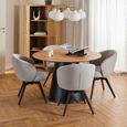 Soli Round Dining Table - 4 Seater - Pedestal - 120cm - Oak and Black Metal