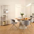 Soli RoundDining Table - 4 Seater  - Pedestal - 120cm - Oak and Grey Metal