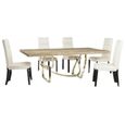 Tangle Dining Table - Boxed Edge - Marble with Stainless Steel Pedestal Base - Variation Available