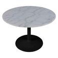 Tarifa Round Dining Table - 4 Seater - 110cm - White Marble and Black