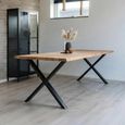 Toulon Dining Table - Natural Oak - 10 Seater - 240cm - Black Cross Legs