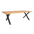 Toulon Dining Table - Natural Oak - 10 Seater - 240cm - Black Cross Legs