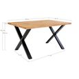Toulon Dining Table - Natural Oak - 4 Seater - 140cm - Black Cross Legs