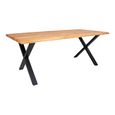 Toulon Dining Table - Natural Oak - 8 Seater - 200cm - Black Cross Legs