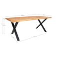 Toulon Dining Table - Natural Oak - 8 Seater - 200cm - Black Cross Legs