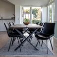 Toulon Dining Table - Smoked Oak - 8 Seater - 200cm - Black Cross Legs