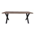 Toulon Dining Table - Smoked Oak - 8 Seater - 200cm - Black Cross Legs