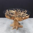 Tree Root Glass Top 130cm Round Dining Table