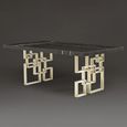 Windows Dining Table - Marble with Brass Pedestal Base - Variation Available