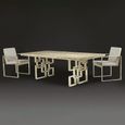 Windows Dining Table - Marble with Brass Pedestal Base - Variation Available