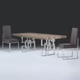Windows Dining Table - Marble with Stainless Steel Pedestal Base - Variation Available