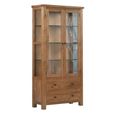 Original Display Cabinet - 2 Door 2 Drawer Glazed - Rustic Oak