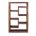 Cube Honey Lacquered Sheesham Combination Display Unit, 178cm Tall Bookshelf