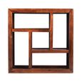 Cube Honey Lacquered Sheesham Geometric Open Display Unit, 2 Shelves Shelving Unit