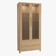 Stockholm Display Cabinet - 2 Door 2 Drawer - Tall - Oak
