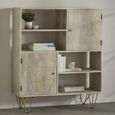 Display Cabinet - 2 Door - Hairpin Legs - Gold Geometric Inlay - Light Mango Wood