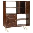 Display Cabinet - 2 Door - Hairpin Legs - Gold Geometric Inlay - Dark Mango Wood